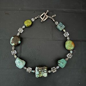 Artisan Turquoise and Green Gemstone Necklace